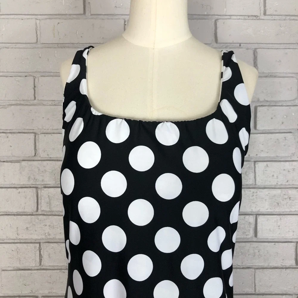 La Blanca Reversible Polka Dot One Piece Swimsuit‎ Black White  | Size 16